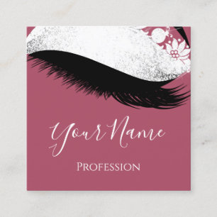 Boutique  Silver. Grey Lashes Extension Rose Blush Square Business Card