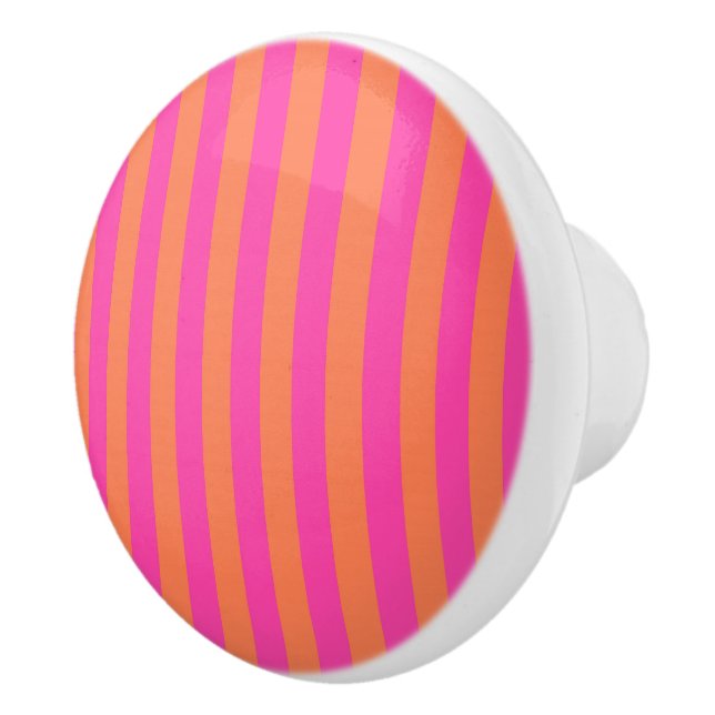 Boutique Stripes - Cabinet Knob Pink / Orange (Right)