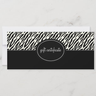 Boutique Style Gift Certificate with Zebra Print