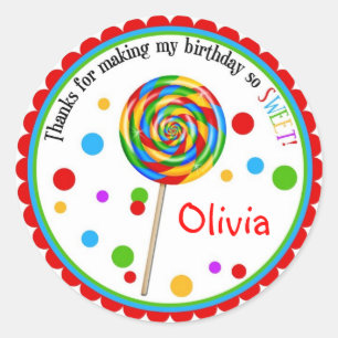 Boutique sucrée Lollipop Stickers d'anniversaire