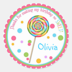 Boutique sucrée Lollipop Stickers d'anniversaire