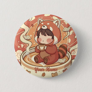 Bouton Badge Chibi Red Panda Kawaii