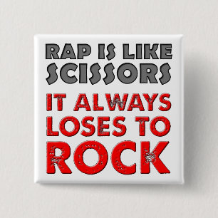 Bouton Badge Drôle de Rap Versus Rock Paper Scisso