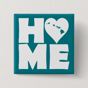 Bouton Badge Épingle Hawaii Maison Cœur État