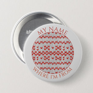Bouton badge étiquette nom rond en tricot nordique