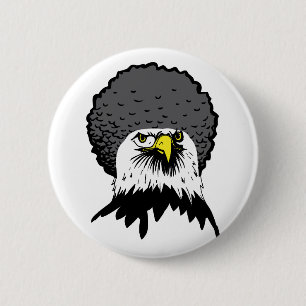 Bouton Badge Fun Afro Aigle Américain Chauve Éping