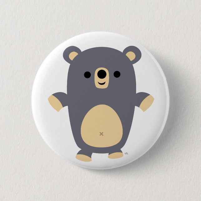 Bouton Big Blue Cartoon Bear badge bouton (Devant)