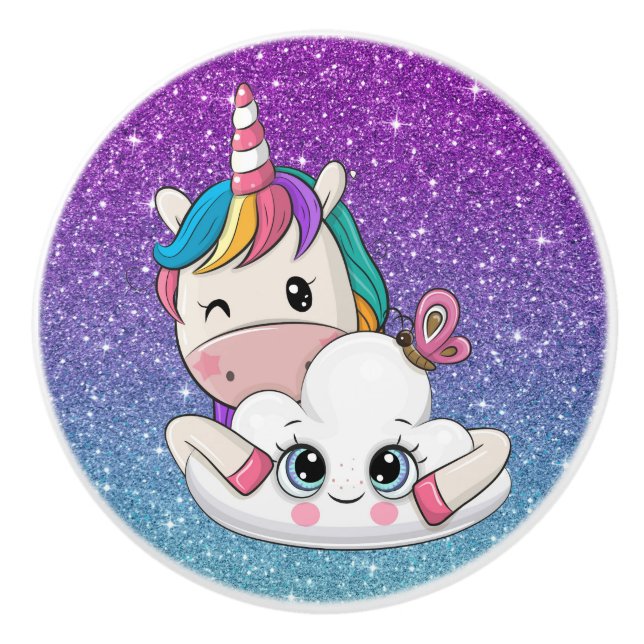 Bouton céramique Unicorn précieux (Devant)