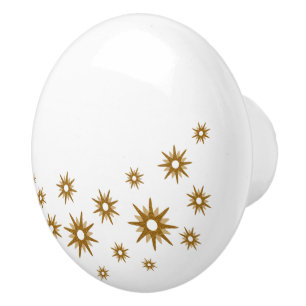 Bouton céramique White & Gold Starbursts