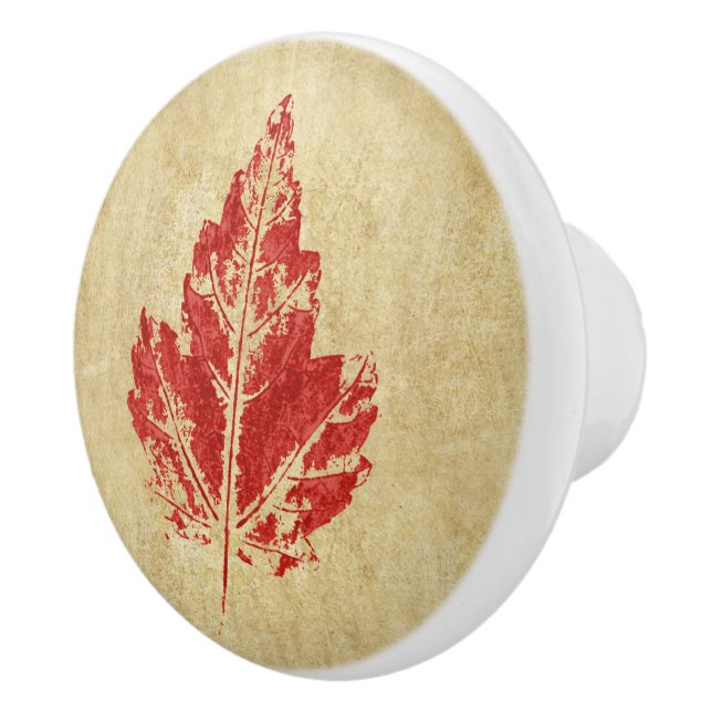Bouton d'armoire rouge Feuille d'érable (Droite)
