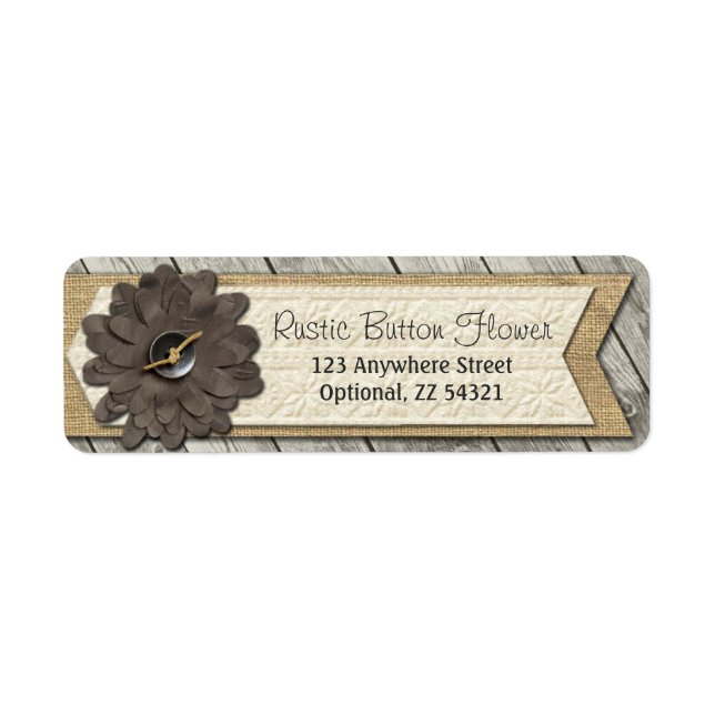 Bouton de bois rustique Fleur de tissu et Burlap d (Devant)