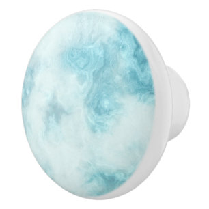Bouton de céramique bleu et gris marbré