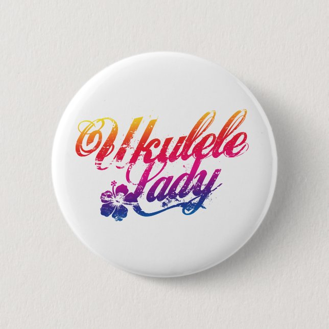 Bouton de la dame Ukulele Badge rose (Devant)