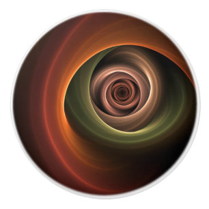Bouton De Porte En Céramique 3D Spirale Abstraite couleurs chaudes Art fractal 