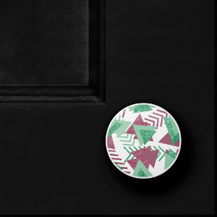 Bouton De Porte En Céramique 80s Abstraits frais Motif de formes rose et vert