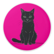 A black cat door pull