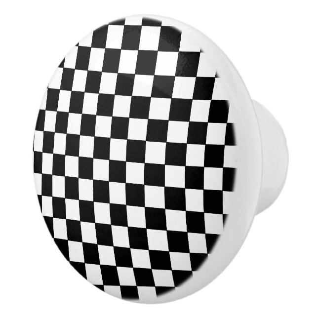 Bouton De Porte En Céramique à damiers blanc et noir (Droite)