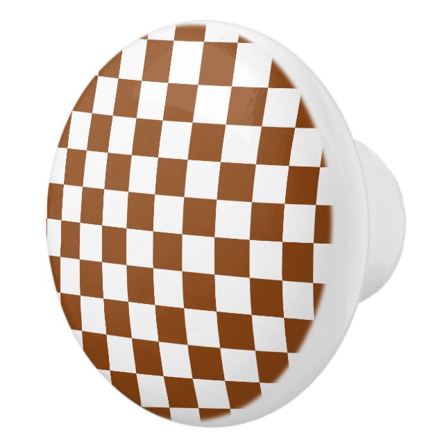 Bouton De Porte En Céramique à damiers Brown et blanc (Droite)