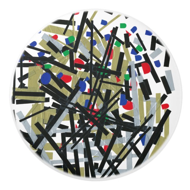 Bouton De Porte En Céramique Abstrait dans les formes de bande et de lettres 1 (Devant)