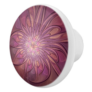 Bouton De Porte En Céramique Abstrait Floral Fractal Art Berry couleurs