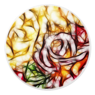 Bouton De Porte En Céramique Abstrait Jaune Rose Lumière Artistique Floral Glow