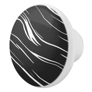 Bouton De Porte En Céramique Abstrait noir et blanc