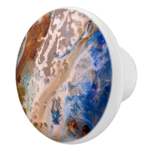Bouton De Porte En Céramique Abstrait plage de sable motif motif en mousse d'ea