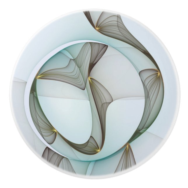 Bouton De Porte En Céramique Abstrait Turquoise Brown Gold Elegance (Devant)