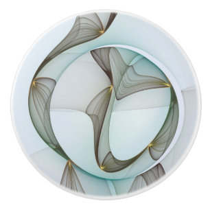 Bouton De Porte En Céramique Abstrait Turquoise Brown Gold Elegance