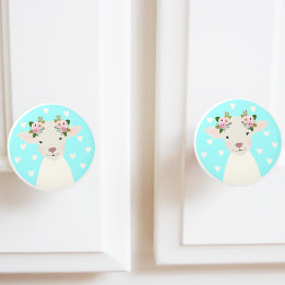 Bouton De Porte En Céramique Adorable Baby Boho Agneau Chic