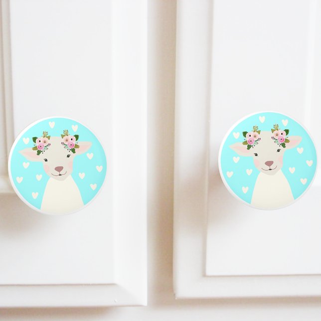 Bouton De Porte En Céramique Adorable Baby Boho Agneau Chic (Créateur téléchargé)