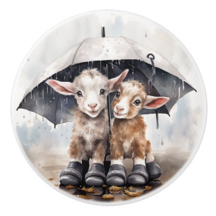 Bouton De Porte En Céramique adorable chèvre de bébé