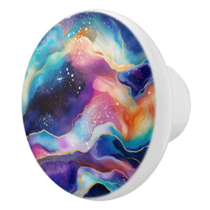 Bouton De Porte En Céramique Aesthétique coloré arc-en-ciel agate texture parti