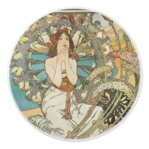 Bouton De Porte En Céramique Affiche vintage de Mont-Carlo par Alphonse Mucha 