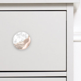 Bouton De Porte En Céramique Agate d'ivoire doré Marbre blanc