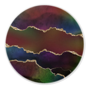 Bouton De Porte En Céramique Agate foncé intense   Moody Rainbow Jewel Tone