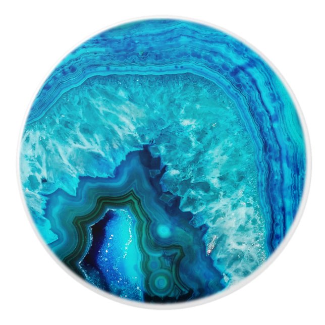 Bouton De Porte En Céramique Agate moderne en marbre bleu (Devant)