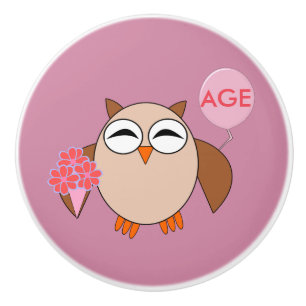 Bouton De Porte En Céramique Âge personnalisé Anniversaire Chouette en céramiqu