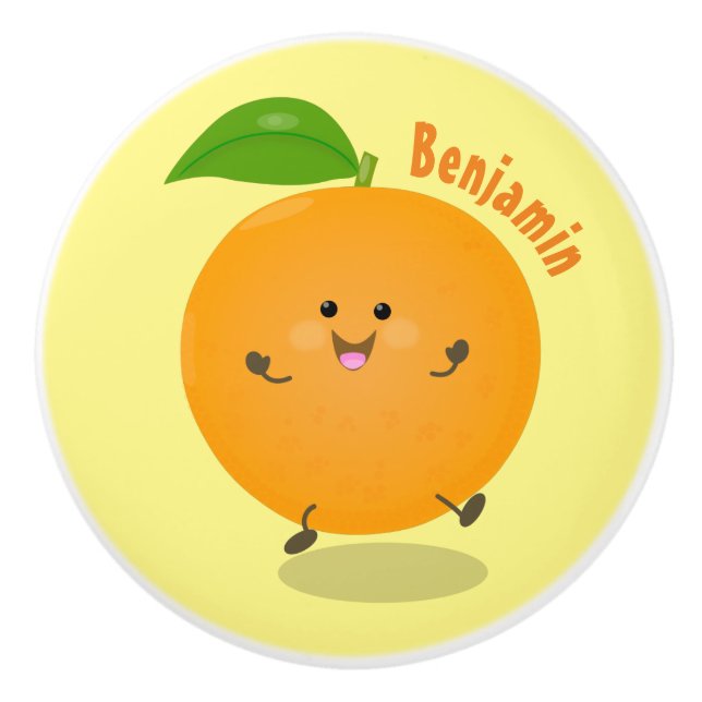 Bouton De Porte En Céramique Agréable agrumes d'orange (Devant)