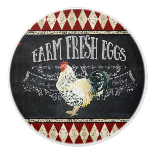 Bouton De Porte En Céramique Agritourisme Cuisine Coq Chalkboard Ferme Fresque