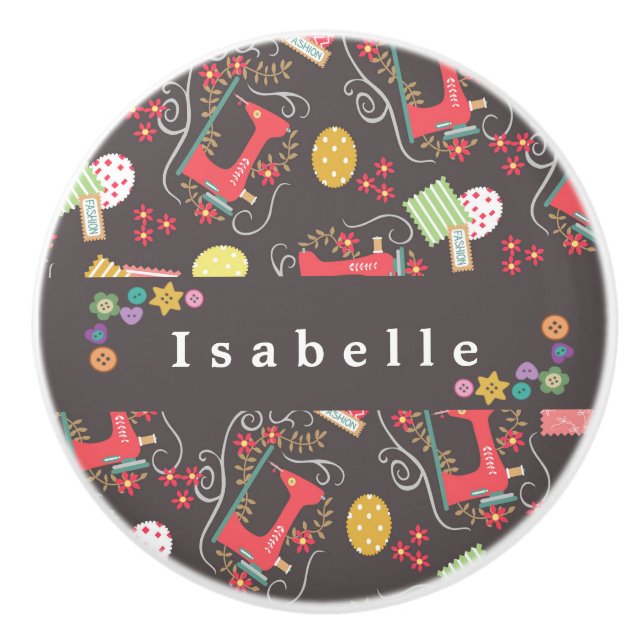 Bouton De Porte En Céramique Aimer Machine à coudre Brown (Devant)