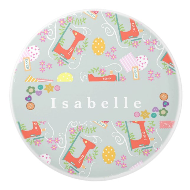 Bouton De Porte En Céramique Aimer Machine à coudre gris (Devant)