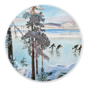 Bouton De Porte En Céramique Akseli Gallen-Kallela - Skaters près de Kalela Sho
