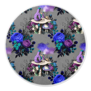 Bouton De Porte En Céramique Alice au pays des merveilles Fleurs de la chenille