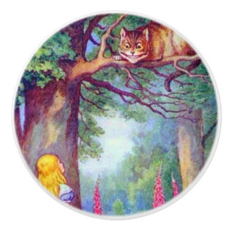 Bouton De Porte En Céramique Alice et le chat de Cheshire
