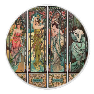 Bouton De Porte En Céramique Alphonse Mucha art, Art nouveau, vintage, femmes, 