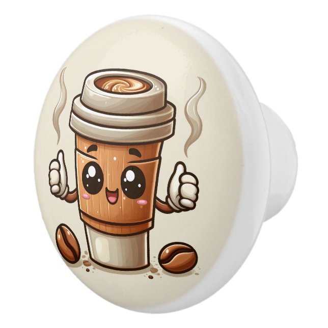Bouton De Porte En Céramique Amateurs de café chaud (Droite)
