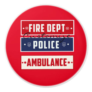 Bouton De Porte En Céramique Ambulance de police des incendies Thunder_Cove