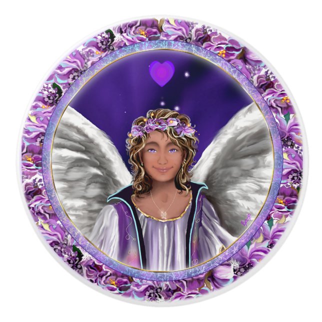 Bouton De Porte En Céramique Âme violette (Devant)