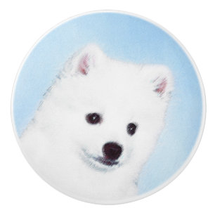 Bouton De Porte En Céramique American Eskimo Dog Painting - Original Dog Art